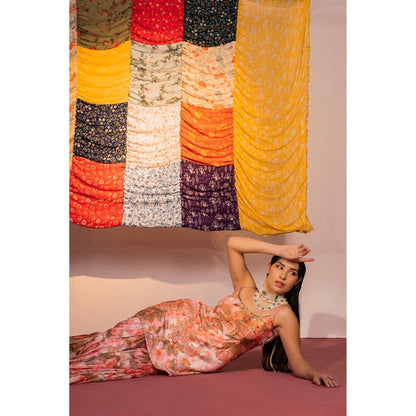 Redpine Designs Coral Embroidered Sharara with Kurta and Dupatta (Set of 3)