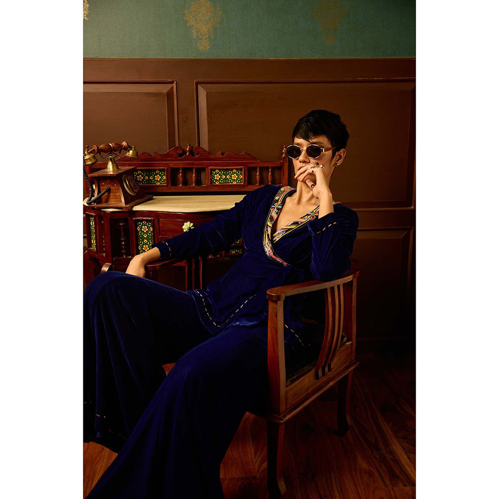 REETI ARNEJA Navy Blue Enigma Kurta with Pant (Set of 2)