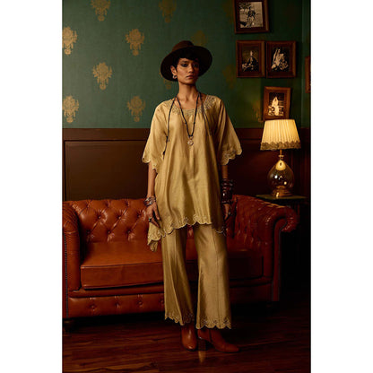 REETI ARNEJA Beige Aura Kurta with Pant (Set of 2)