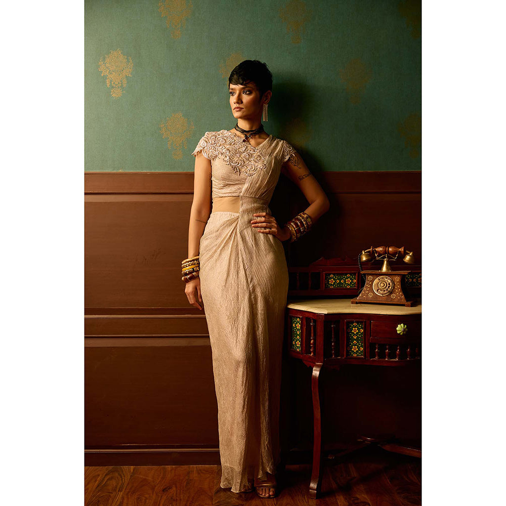 REETI ARNEJA Pink Mist Drape Gown