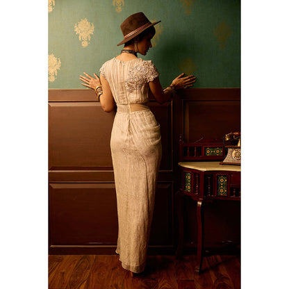 REETI ARNEJA Pink Mist Drape Gown