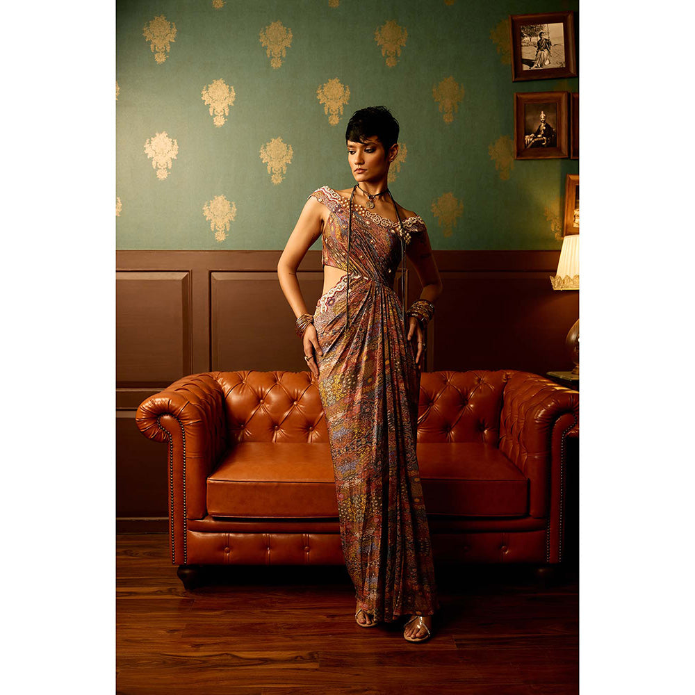 REETI ARNEJA Multi-Colour Prism Bloom Drape Gown