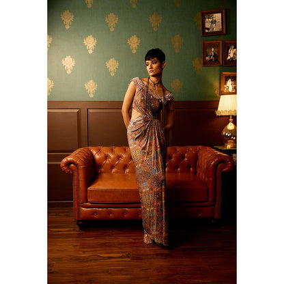 REETI ARNEJA Multi-Colour Prism Bloom Drape Gown