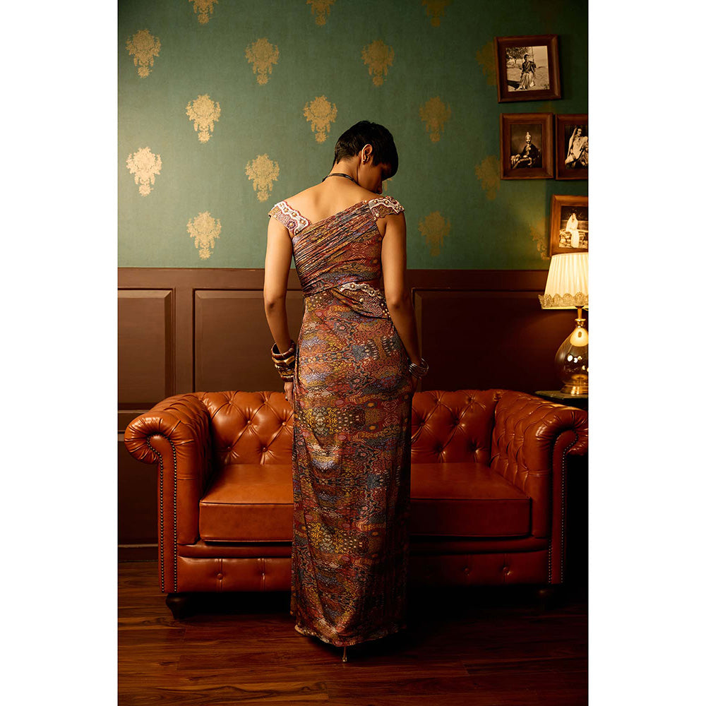 REETI ARNEJA Multi-Colour Prism Bloom Drape Gown