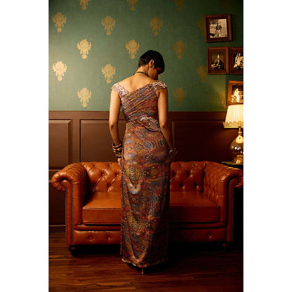 REETI ARNEJA Multi-Colour Prism Bloom Drape Gown