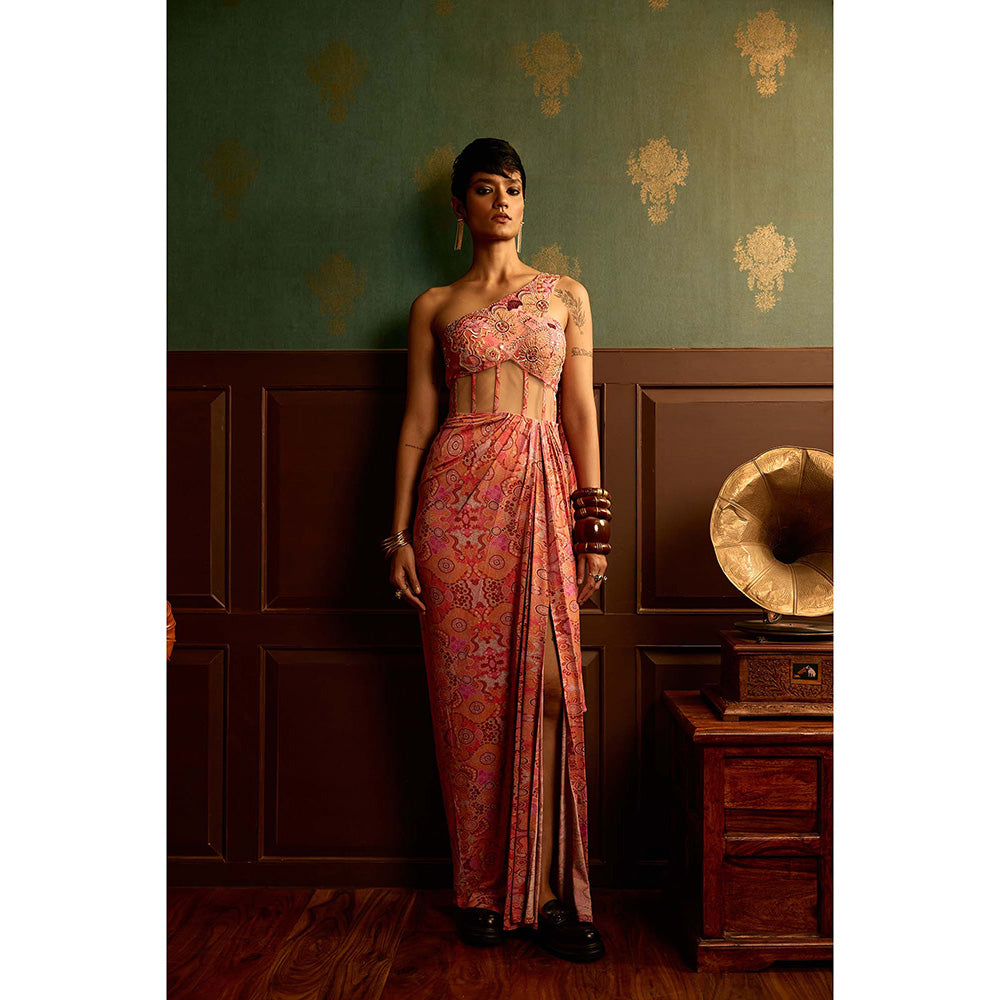 REETI ARNEJA Prism Pink Drape Gown