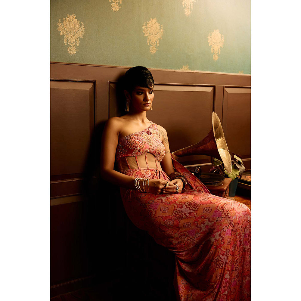 REETI ARNEJA Prism Pink Drape Gown