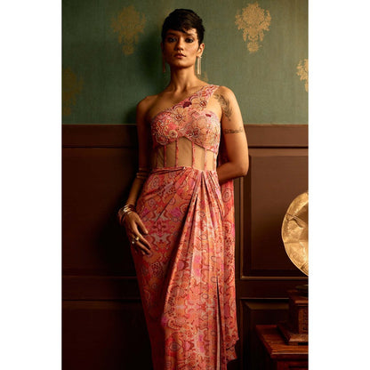 REETI ARNEJA Prism Pink Drape Gown