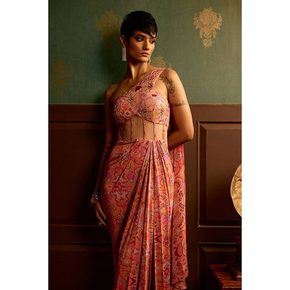 REETI ARNEJA Prism Pink Drape Gown