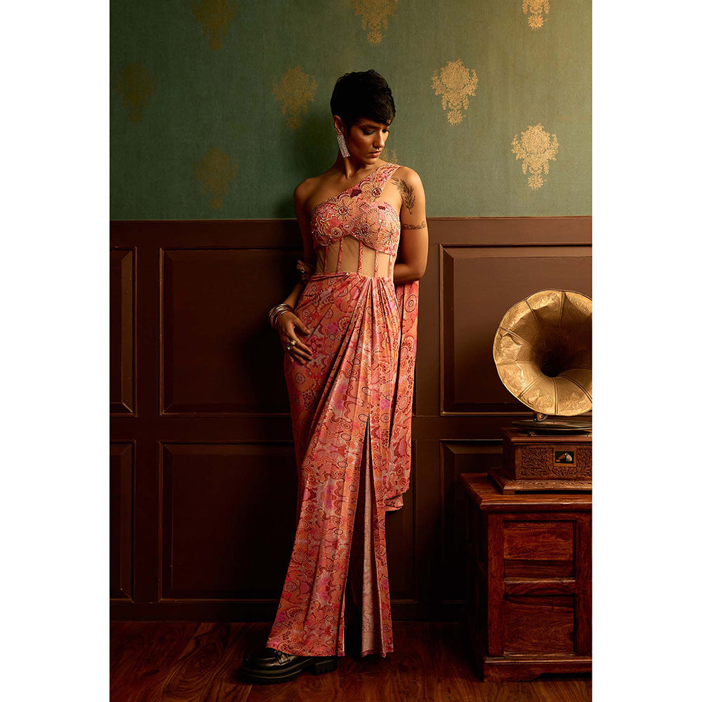 REETI ARNEJA Prism Pink Drape Gown