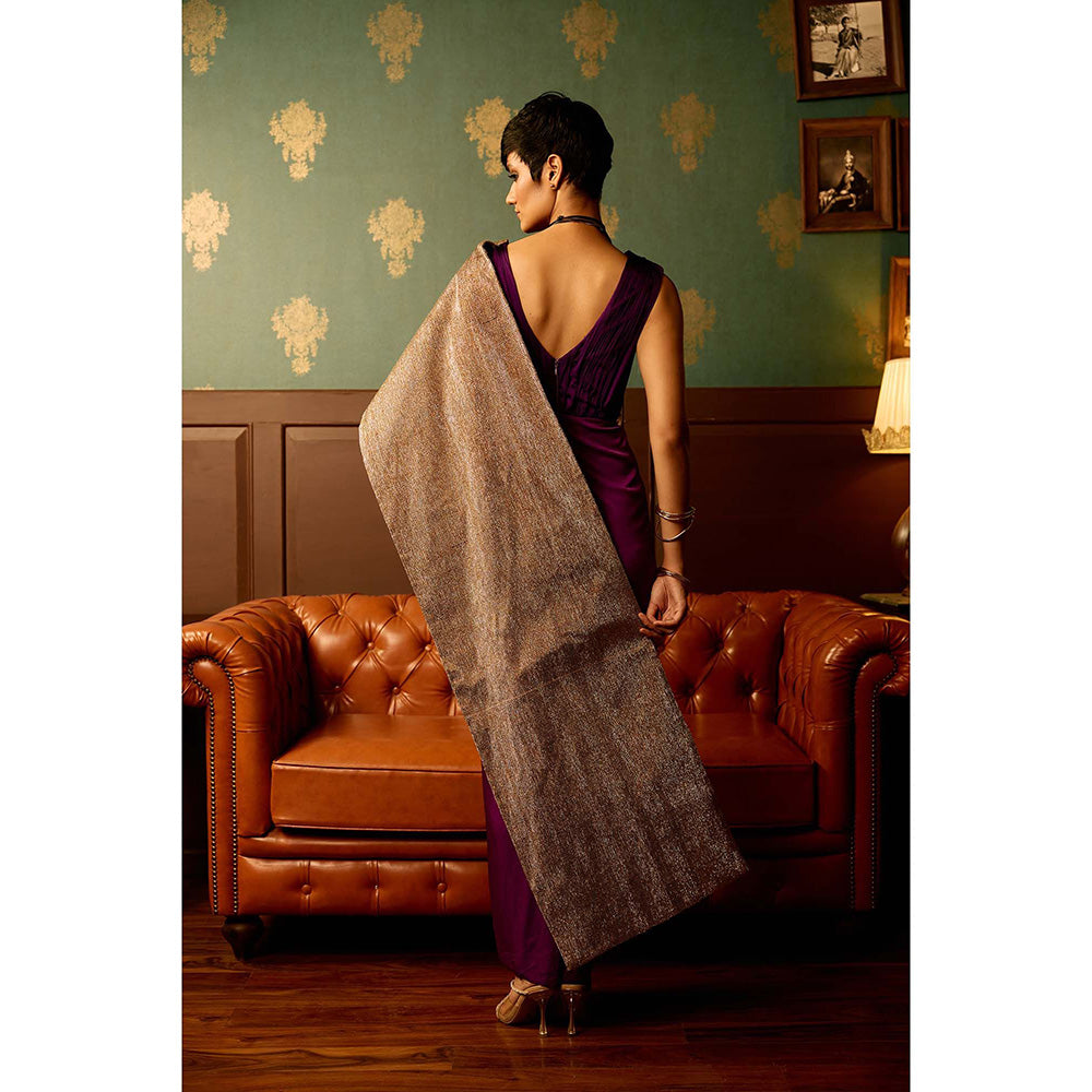 REETI ARNEJA Purple Iris Drape Attached Gown