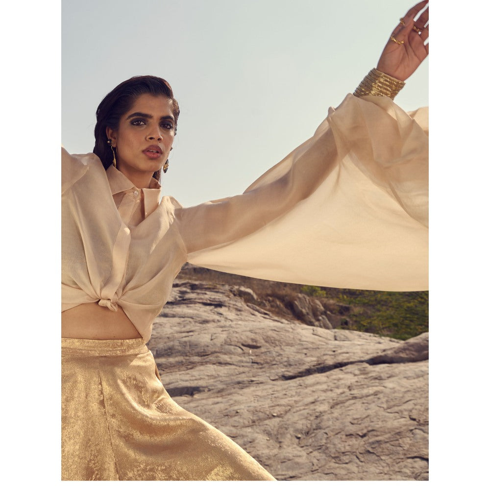 RENASCI Women Organza Exaggerated Shirt