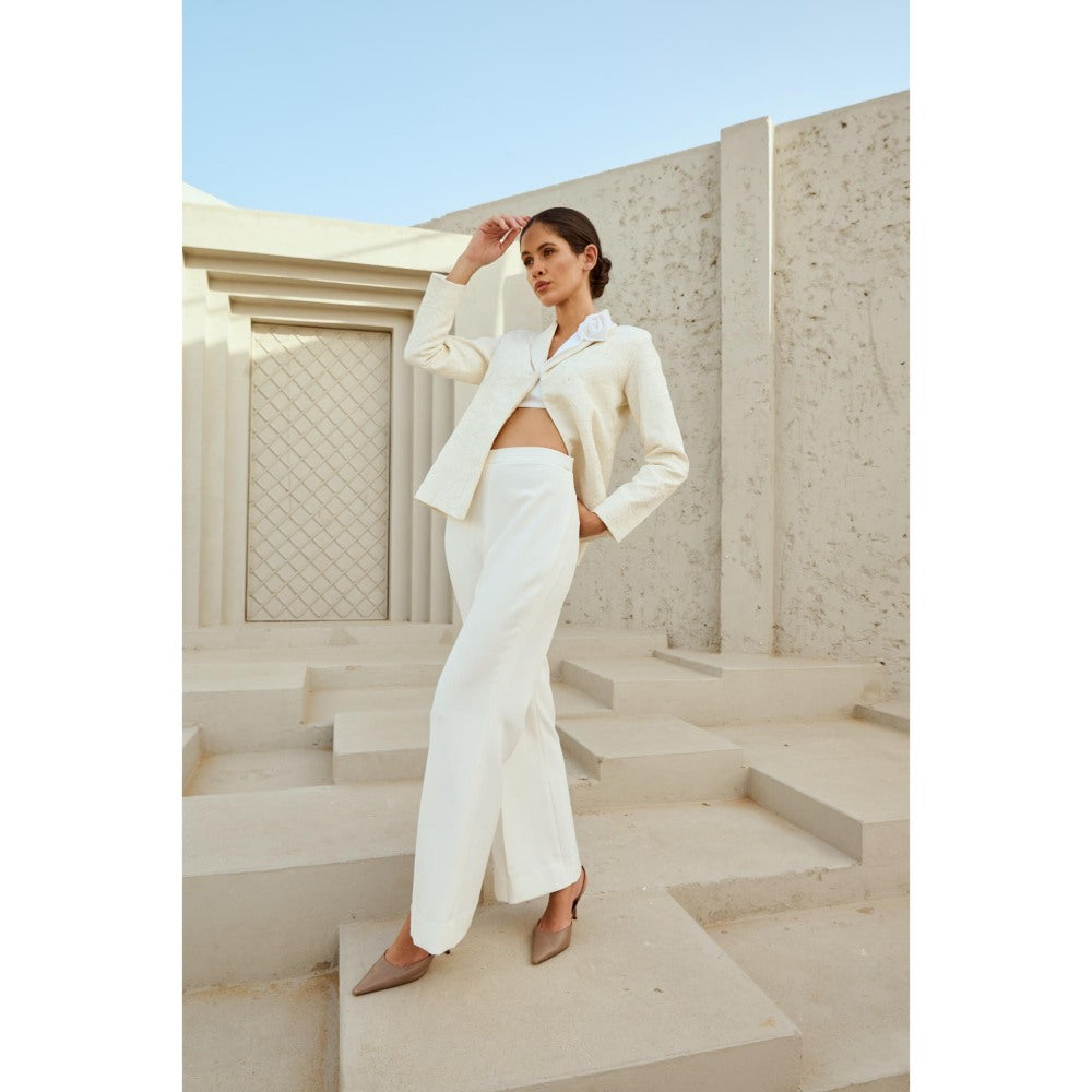 RENASCI Off White Self Design Oblique Blazer