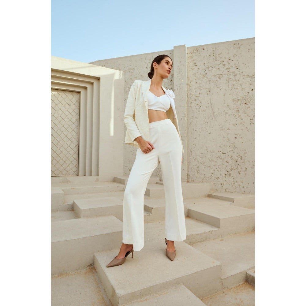 RENASCI Off White Self Design Oblique Blazer