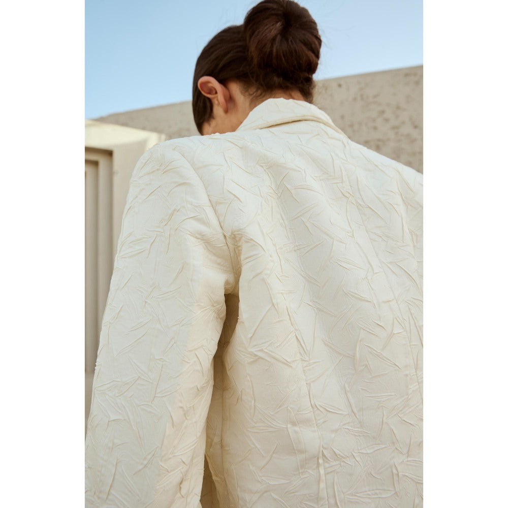 RENASCI Off White Self Design Oblique Blazer