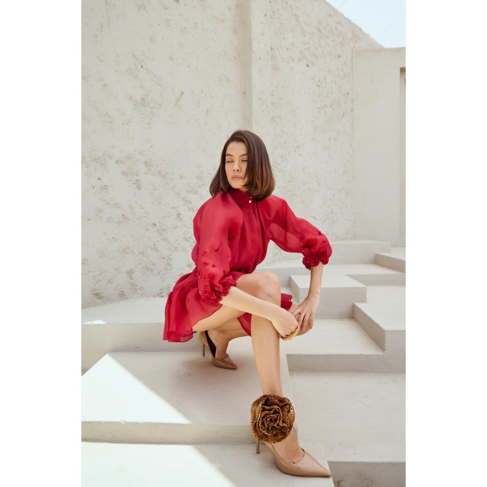 RENASCI Peach Solid/Plain Kate Dress with Belt (Set of 2)