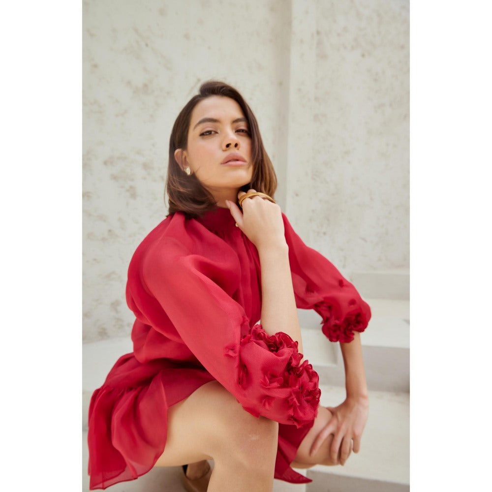 RENASCI Peach Solid/Plain Kate Dress with Belt (Set of 2)