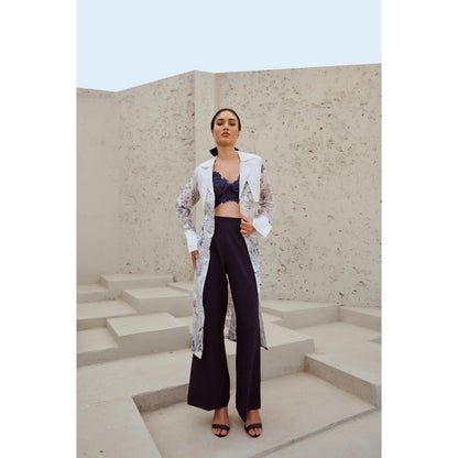 RENASCI White Printed Cordelia Overlays Jacket with Belt