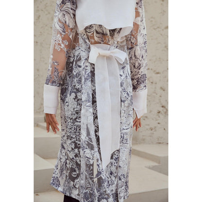 RENASCI White Printed Cordelia Overlays Jacket with Belt