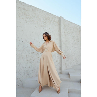 RENASCI Beige Solid/Plain Wing Co-Ord (Set of 2)