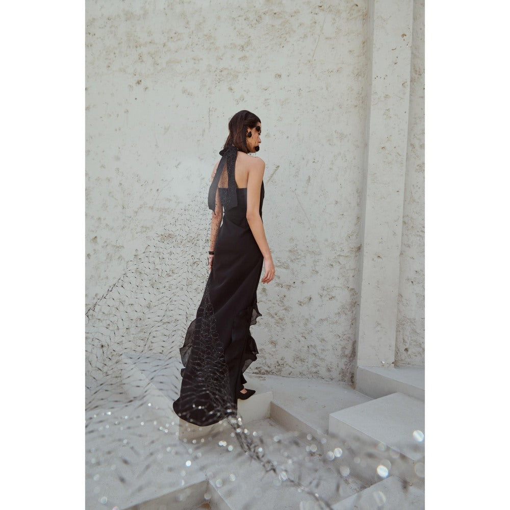 RENASCI Black Solid/Plain Daphne Maxi Dress