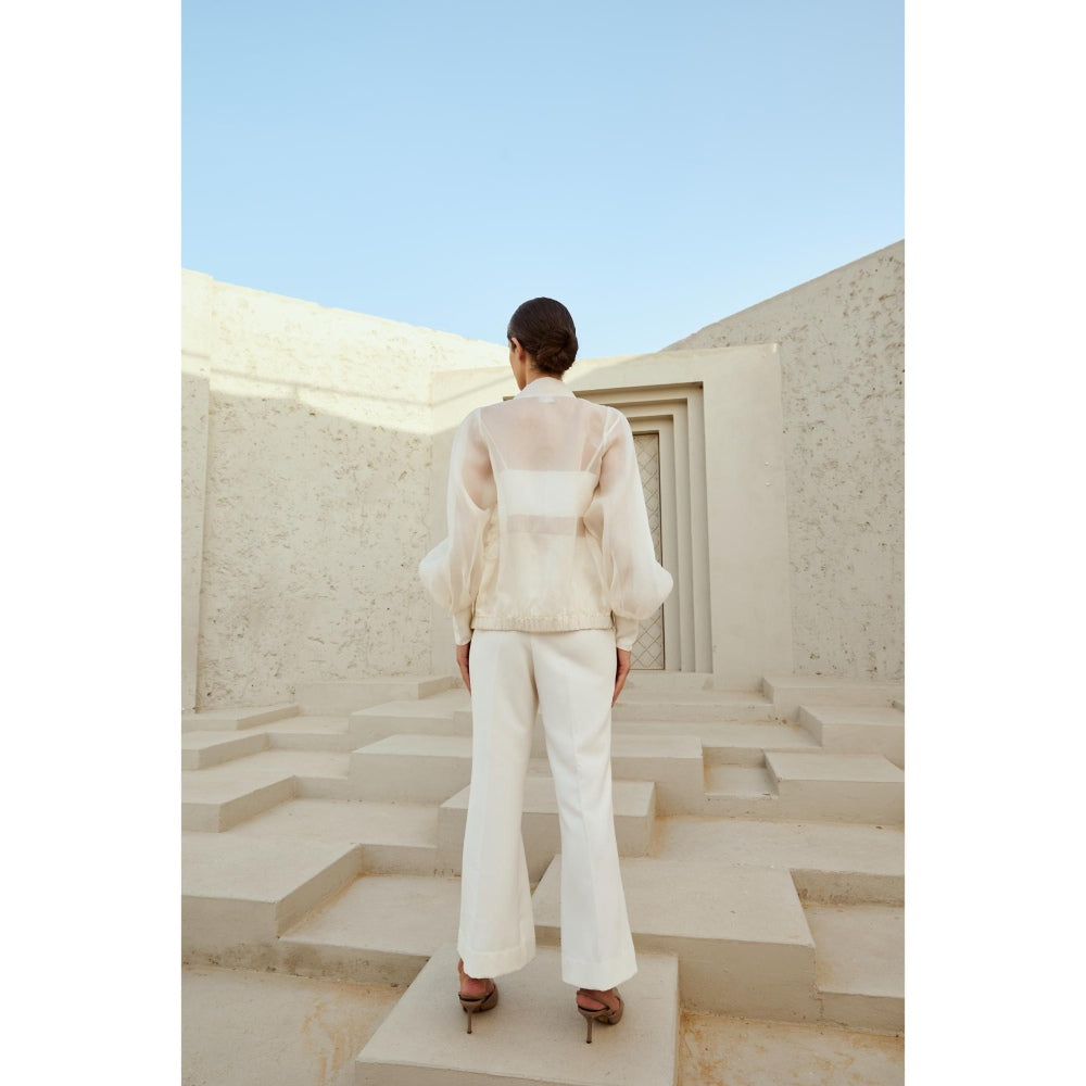 RENASCI Off White Self Design Marshmallow Shrug