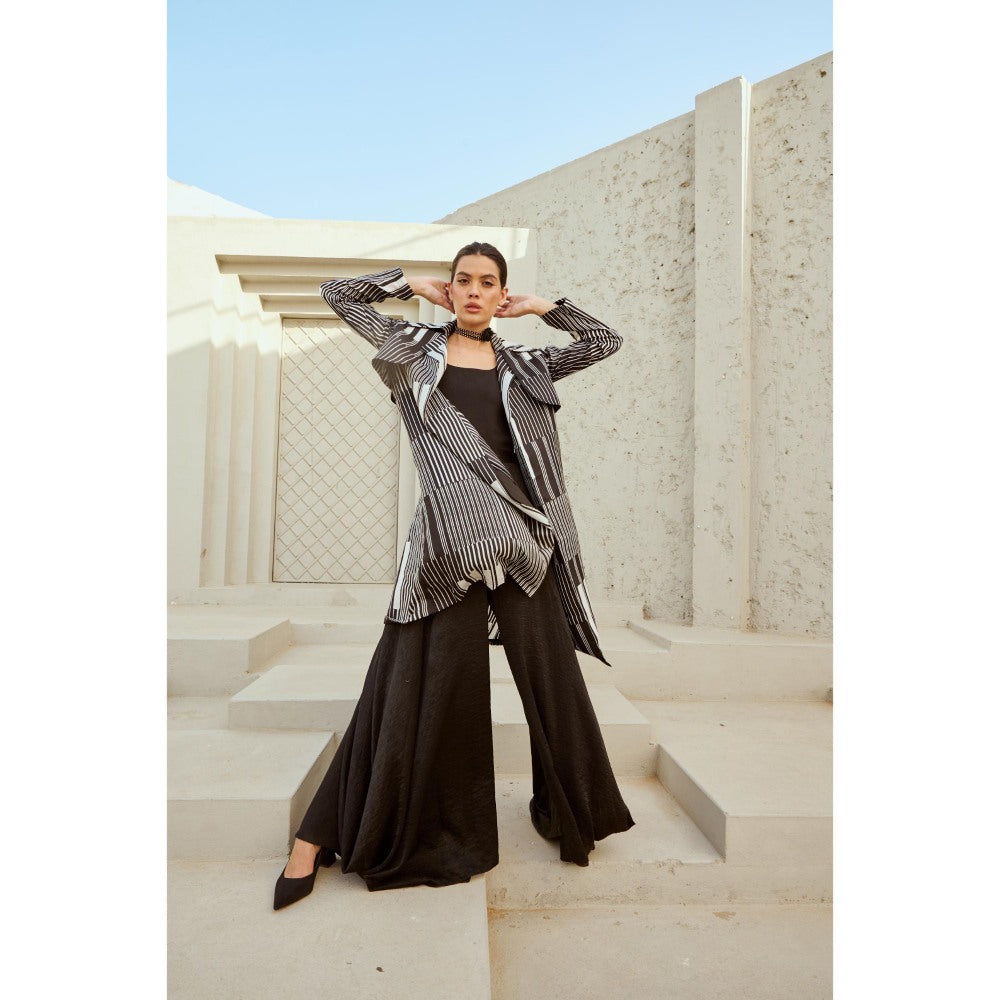RENASCI Black Printed Stria Overlay Jacket