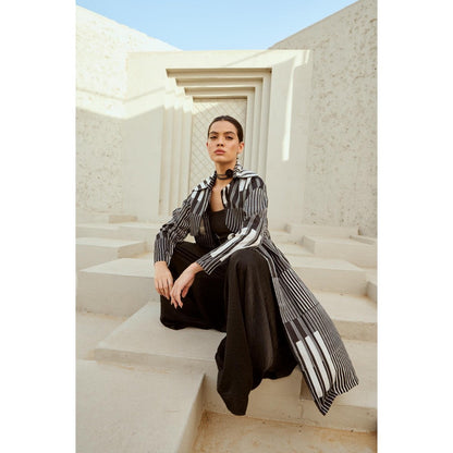 RENASCI Black Printed Stria Overlay Jacket