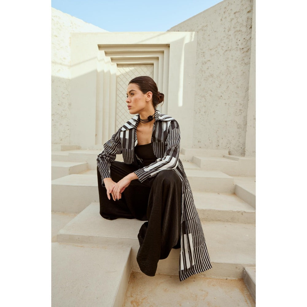 RENASCI Black Printed Stria Overlay Jacket