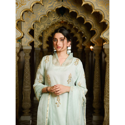 Rhapsody Jaipur High Collared Kurta and Skirt (Set of 3)