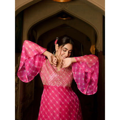 Rhapsody Jaipur Hot Pink Mothra with Bell Sleeves (Set of 3)