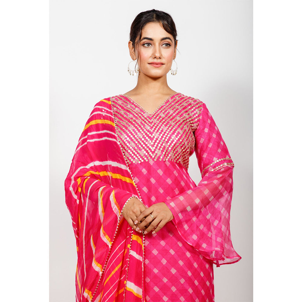 Rhapsody Jaipur Hot Pink Mothra with Bell Sleeves (Set of 3)