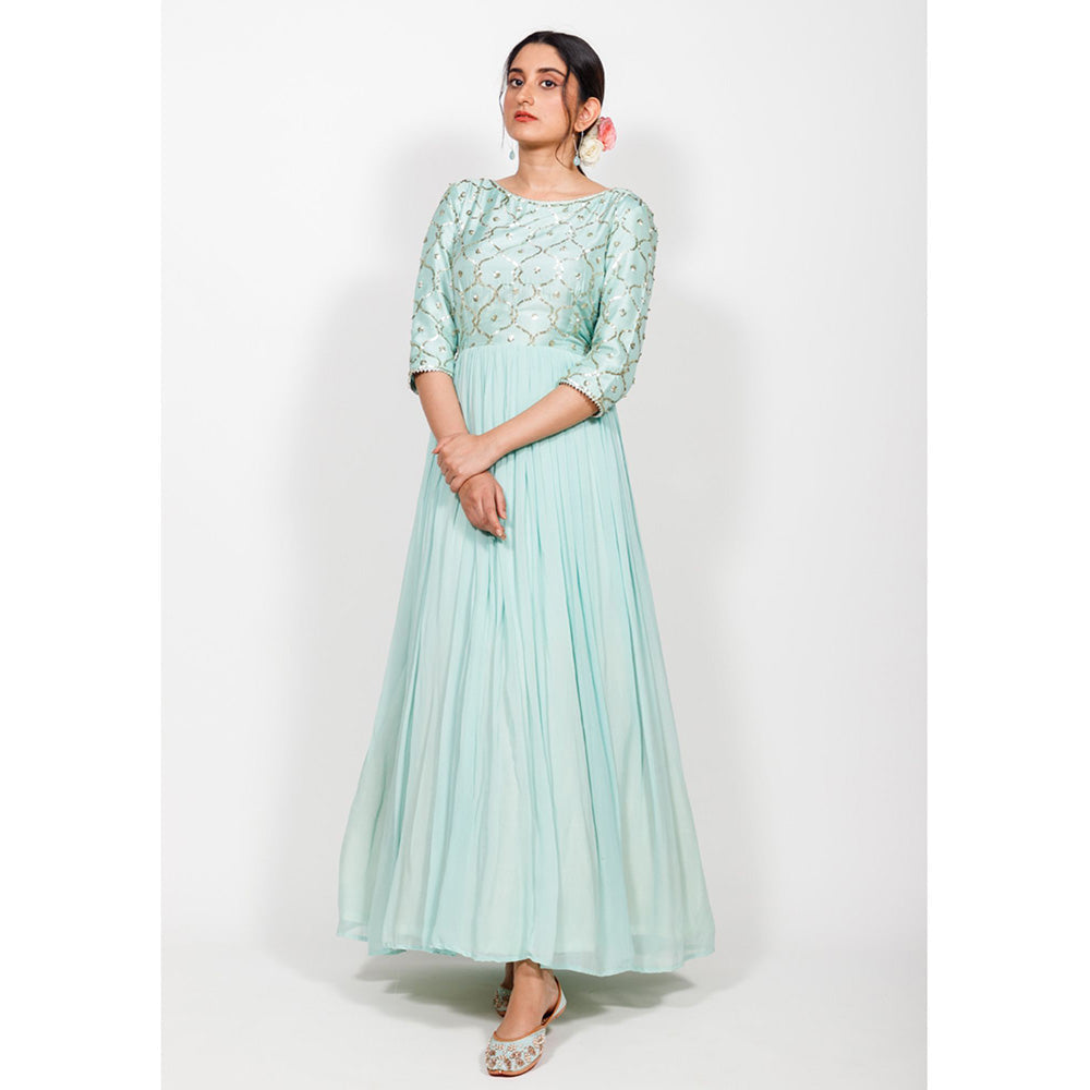 Rhapsody Jaipur Powder Blue Sequin Anarkali Dress