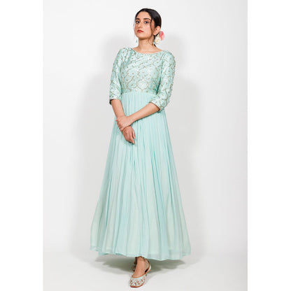 Rhapsody Jaipur Powder Blue Sequin Anarkali Dress