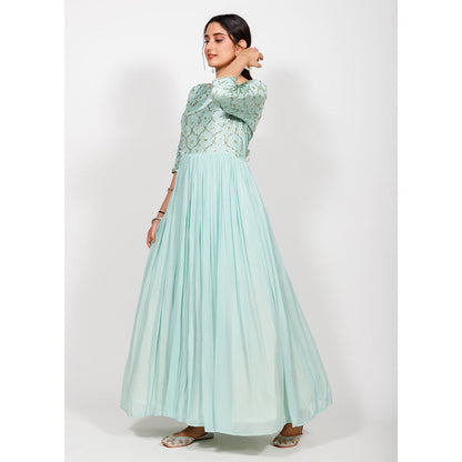 Rhapsody Jaipur Powder Blue Sequin Anarkali Dress