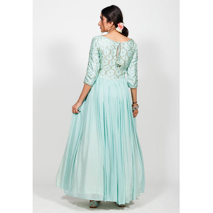 Rhapsody Jaipur Powder Blue Sequin Anarkali Dress