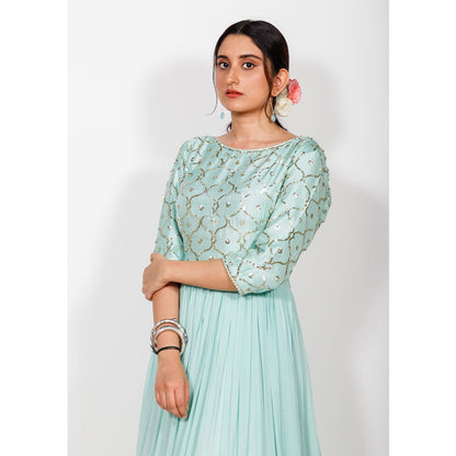 Rhapsody Jaipur Powder Blue Sequin Anarkali Dress