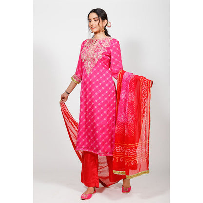 Rhapsody Jaipur Pink Mothra with Jaal (Set of 3)