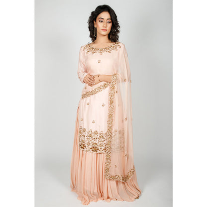 Rhapsody Jaipur Peach Kurta with Attached Dupatta (Set of 2)