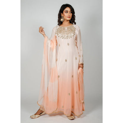 Rhapsody Jaipur Powder Peach Sequin Anarkali Dress (Set of 2)