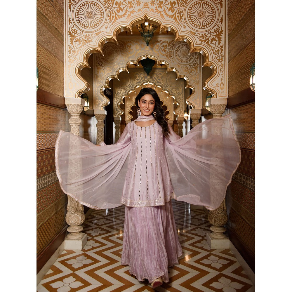 Rhapsody Jaipur Lavender Mirror Work Suit (Set of 3)