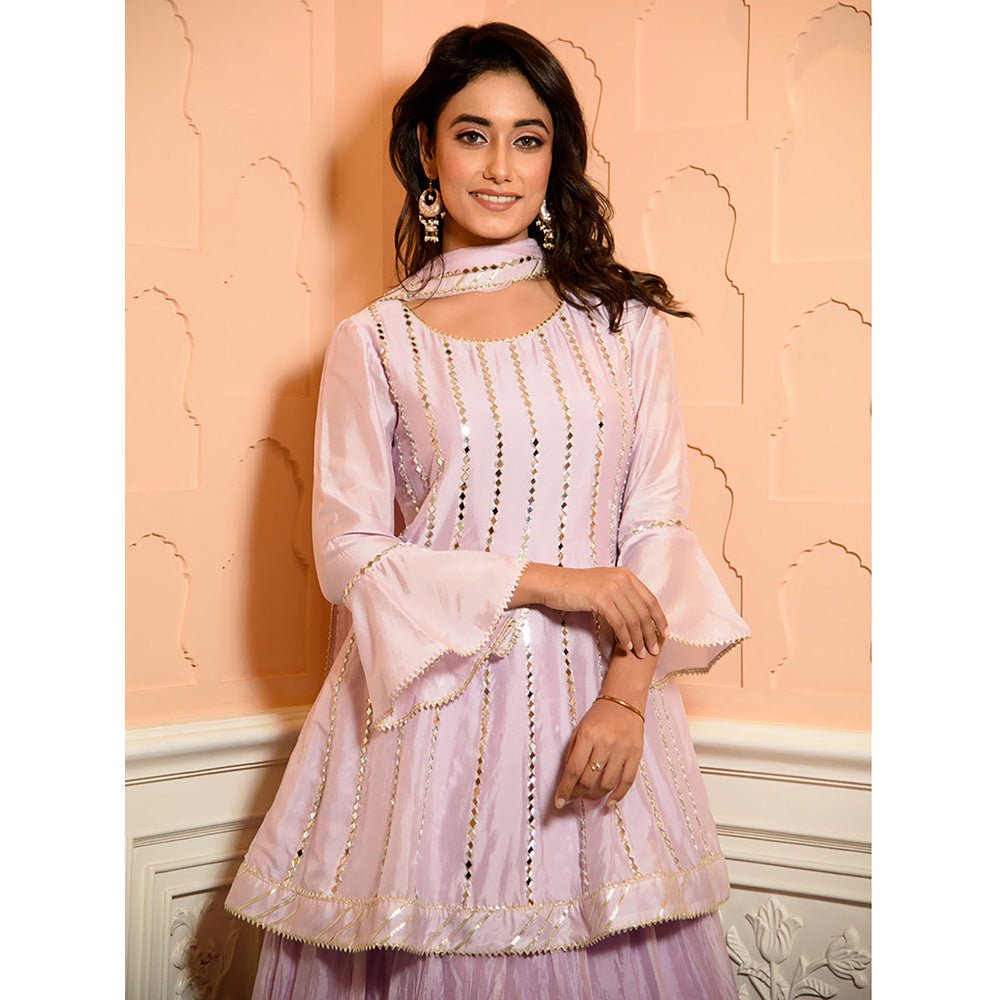 Rhapsody Jaipur Lavender Mirror Work Suit (Set of 3)