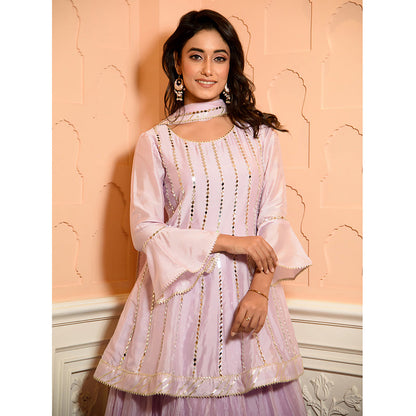 Rhapsody Jaipur Lavender Mirror Work Suit (Set of 3)