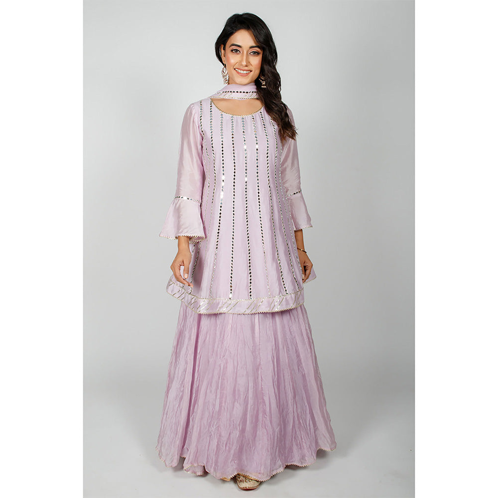 Rhapsody Jaipur Lavender Mirror Work Suit (Set of 3)