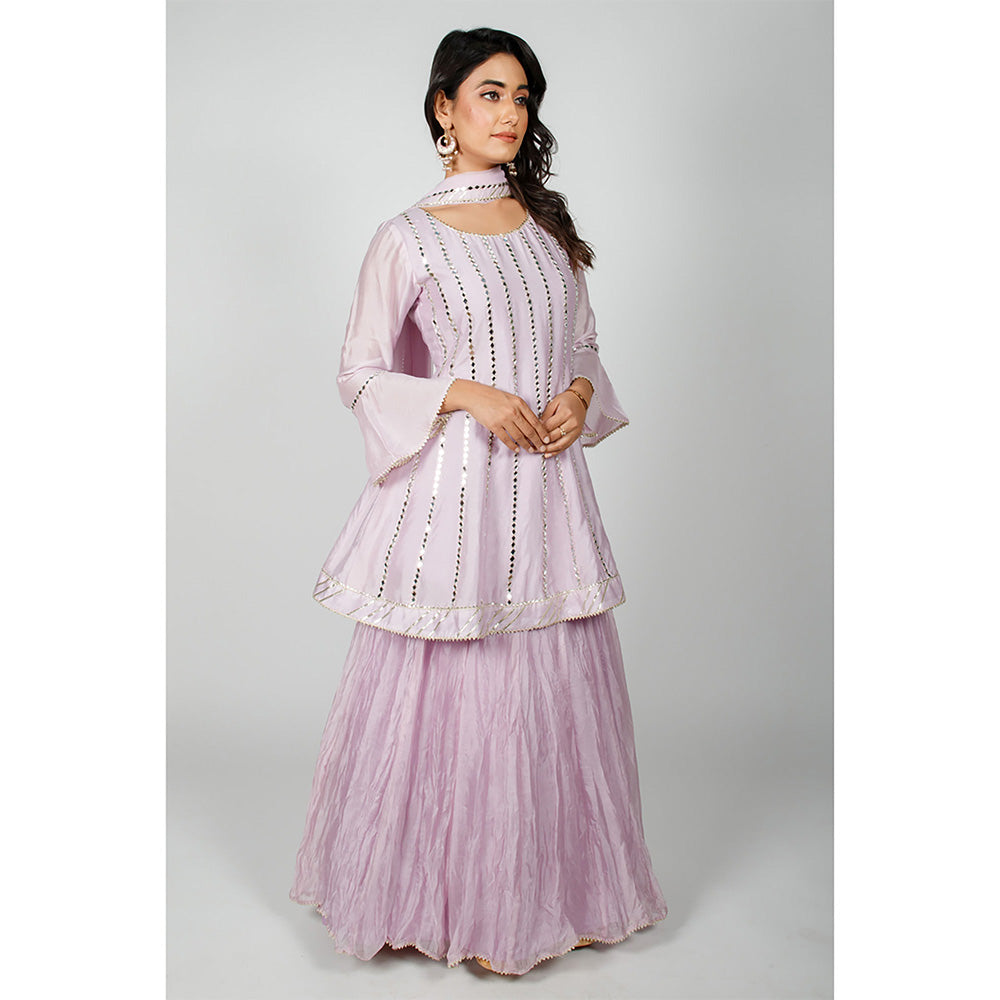 Rhapsody Jaipur Lavender Mirror Work Suit (Set of 3)