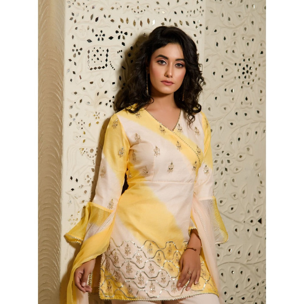 Rhapsody Jaipur Peach Yellow Sharara (Set of 3)