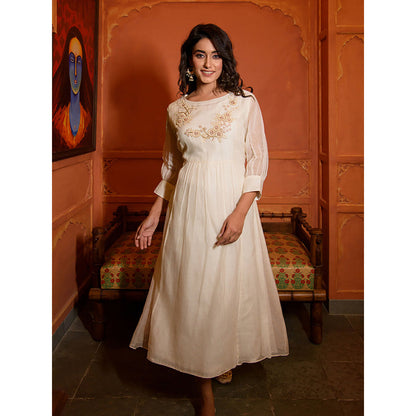 Rhapsody Jaipur White Embroidered Dress
