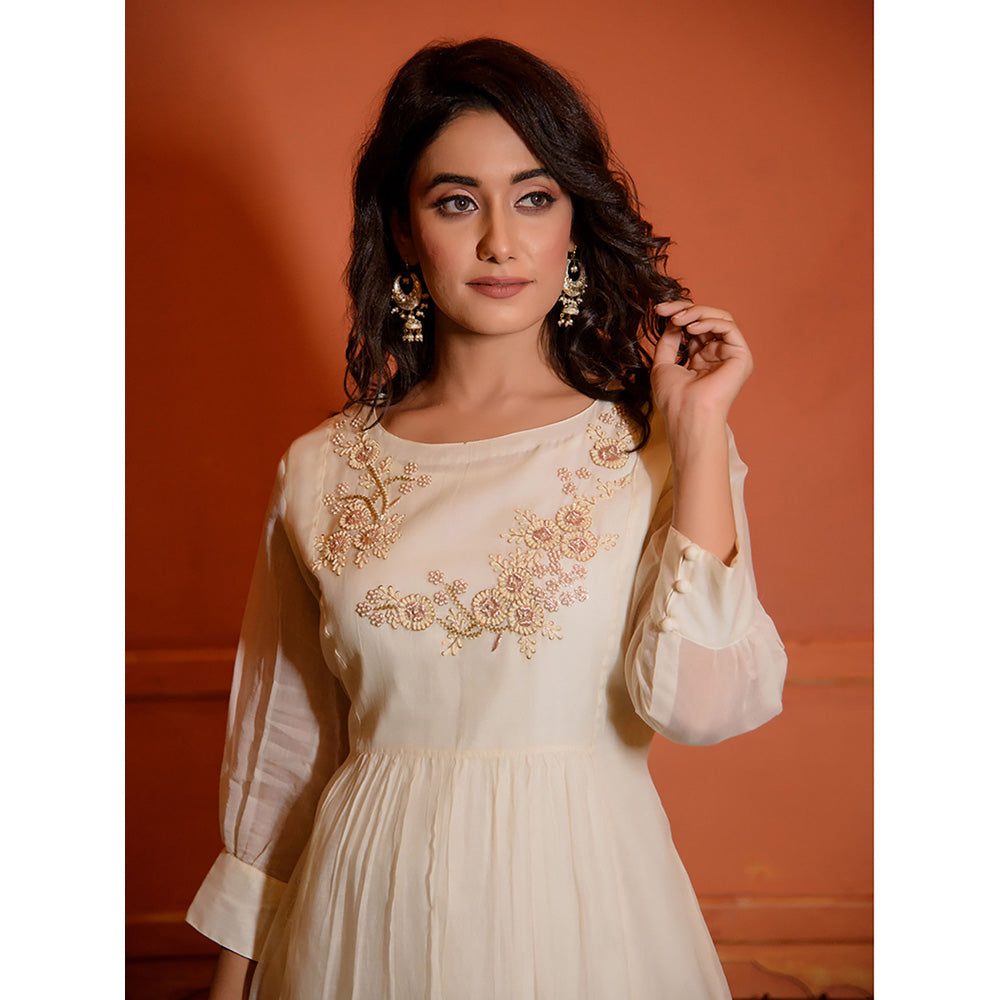 Rhapsody Jaipur White Embroidered Dress