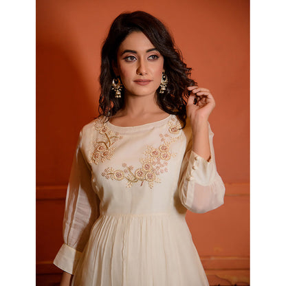 Rhapsody Jaipur White Embroidered Dress