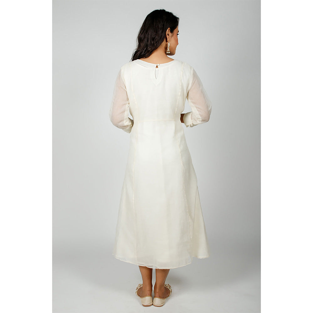 Rhapsody Jaipur White Embroidered Dress